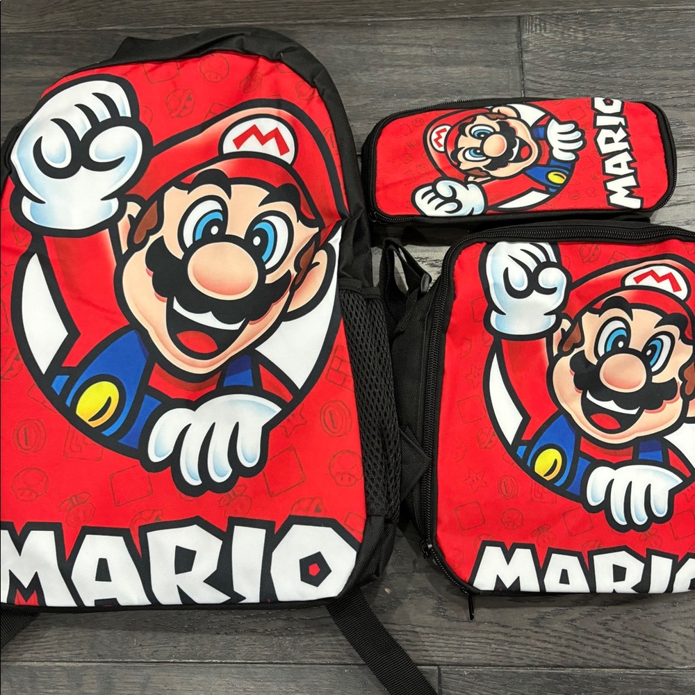 3PC Mario Print Backpack - Picture 4 of 6